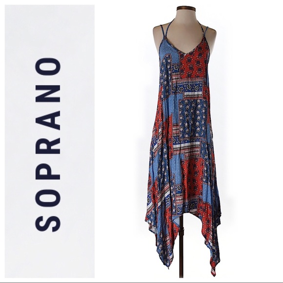 red and blue sundress